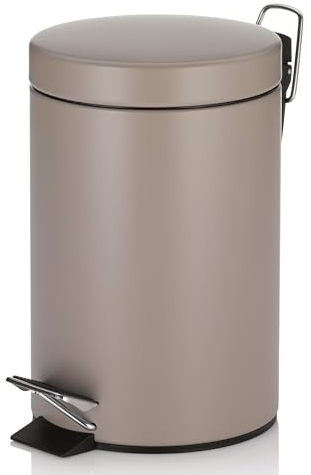 kela Secchio per cosmetici marrone 3 l, pattumiera a pedale in metallo per bagno, pattumiera da bagno con secchio interno e manici per il trasporto, MONACO, marrone cashmere opaco