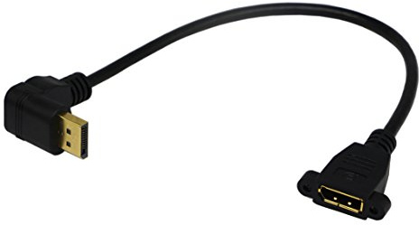 zdyCGTime Câble DP vers DP monté sur panneau, câble adaptateur d'extension audio et vidéo Displayport mâle à 90 degrés plaqué or vers le panneau Displayport femelle. (30 CM / 1 pièce)
