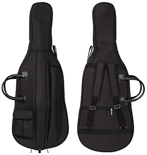 MI&VI MIVI Music Cello Soft Case Reisetasche (1/2 & 2/4 Größe) mit Mehreren Taschen und verstellbaren Rucksackgurten | 12 mm Dicke Polsterung | wasserdicht | abriebfestes Futter