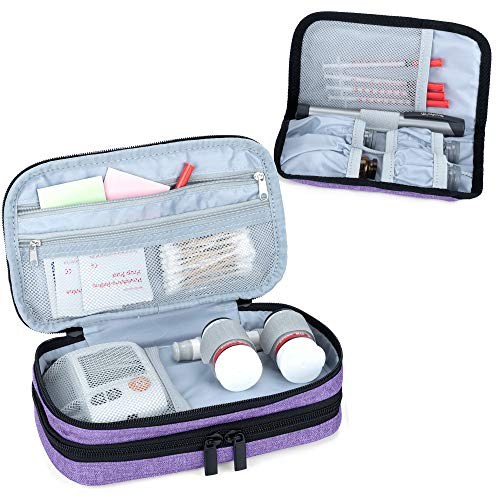 Luxja Sac pour Insuline, Sac pour Diabétique, Trouse à Insuline pour Stylos à Insulin, Lecteur de Glycémie et Autres Fournitures pour Diabétiques (Sac Uniquement), Violet