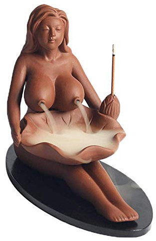 Backflow Incense Burner, Home Ceramic Backflow Incense Cone Holder Burner with 10pcs Backflow Incense Cones (mermaid)