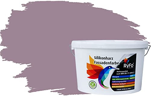 RyFo Colors Silikonharz Fassadenfarbe Lotuseffekt Trend Violetttöne - bunte Fassadenfarbe, weitere Violett Farbtöne und Größen erhältlich, Deckkraft Klasse 1 Pastellviolett 10l