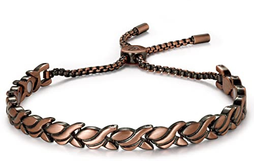RainSo Petal-Style Pure Copper Magnetic Therapy Ladies Bracelet, Can Relieve Arthritis Pain, Adjustable Length, Exclusive Packaging