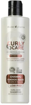 Thader TH Pharma Curly Care Champú para cabellos rizados y ondulados Low Poo con aceites de Coco y Lino y Proteínas Vegetales, 300 ml