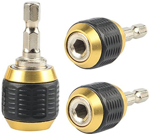 Mesee 3Pcs Adaptateur Mandrin de Perçage Escamotable à Poignée Hexagonale 1/4 Universel Mandrin Porte Foret de Perceuse Connecteur à Couplage et Changement Rapide Accessoires pour Perceuse