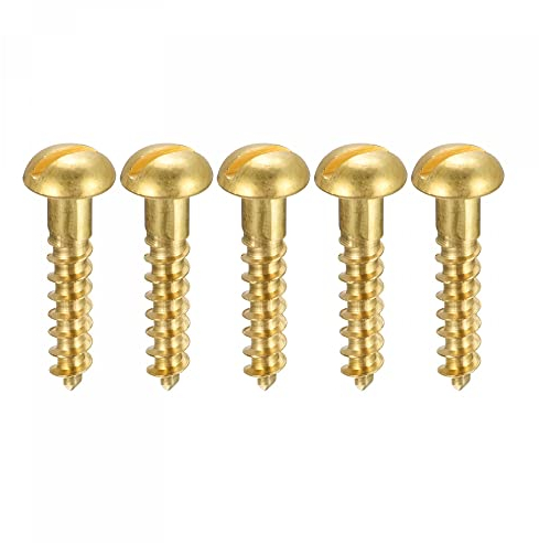 sourcing map 50 Stück Schlitz Rundkopf Holzschrauben M6x30mm Messing Blechschraube Halbrundkopf Linsenkopfschrauben