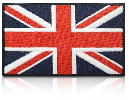 Finally Home Großbritannien Patch zum Aufbügeln | 8,4 x 4,9 cm | England Flagge Patches, Fahne Bügelbild, Union Flag Aufbügler, Great Britain Aufnäher