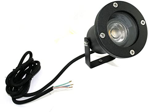 Kamilux Moderne Gartenleuchte mit Erdspieß mit MCOB LED 3W Warmweiss - 2 Stück Schwarz Gartenstrahler Wasserfest IP68 Teichstrahler - schwenkbar inkl. bereits montierter ca.1,5m Leitung 3 x 0,75 mm²