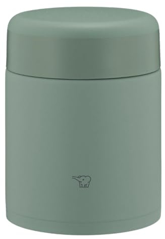 ZOJIRUSHI SW-KA40-GM Mahobin Stainless Steel Thermal Soup Jar, Lunch Jar, Seamless 13.5 fl oz (400 ml), Matte Green, Integrated Lid and Seal, Easy to Clean, Only 3 Pieces