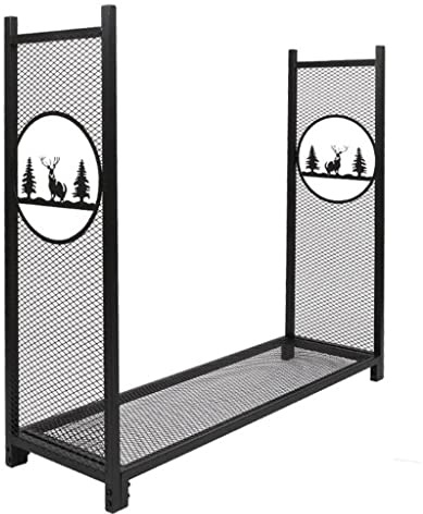 PEPDRO Simple With Net Iron Black Flooring Firewood Shelf Wood Firewood Storage Divider Home User