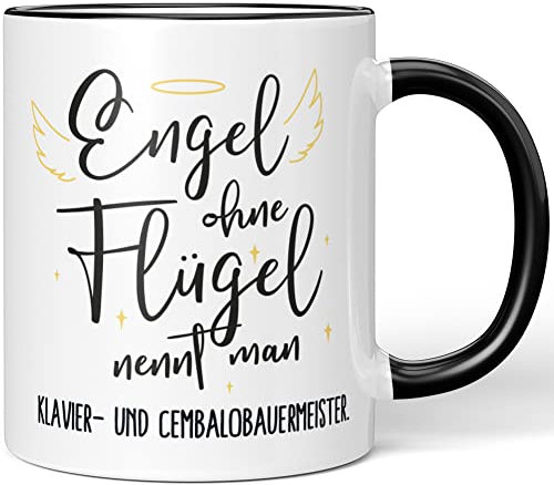 JUNIWORDS Tasse, Engel ohne Flügel nennt man Klavier- und Cembalobauermeister, Schwarz (5169896)