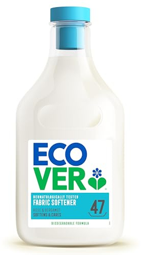 Ecover Fabric Softener, Fabric Conditioner to Soften Your Clothes, Fresh Rose & Bergamot Scent, 1 x 47 Washes, 1 x 1.43L
