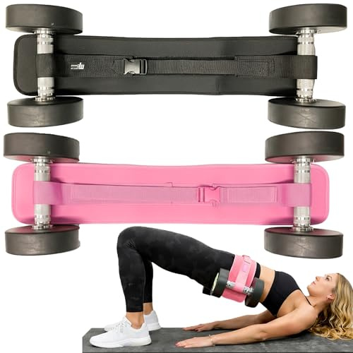 MuscleForge Cintura per Hip Thrust con Carico Fino a 30 kg per Lato, Cintura per Manubri e Kettlebell per Glutei, Ponte Glutei, Plank e Push-Up, Regolabile e Unisex per Allenamento a Casa e Palestra