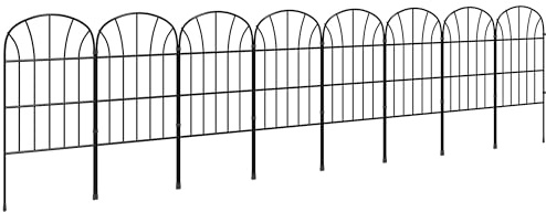 Outsunny Lot de 8 clôtures de jardin décoratives, bordures en métal noir avec ornements - 264 x 61 cm noir