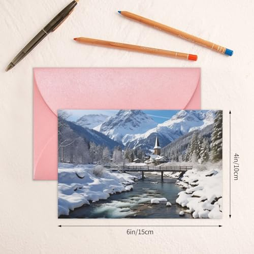 Grußkarte mit Umschlägen Blanko Grußkarten für alle Anlässe Winterlandschaft in den Bayerischen Alpen Blanko Notizkarte Jubiläumskarten Blanko Innenseite Hochzeitskarten für Brautduschen Hochzeiten