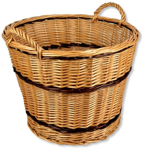 Kaminkorb in 4 Größen WIKLER Holzkorb Kartoffelnkorb Korb Weide Kiepe Gartenkorb Erntekorb Rund (Durchmesser 55cm)