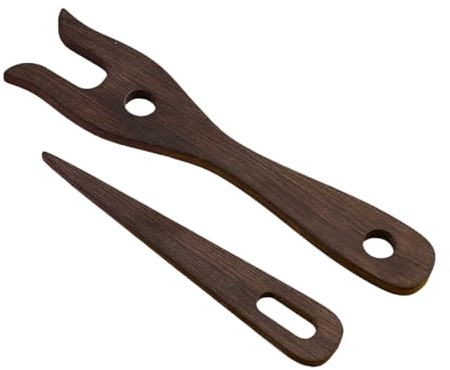 Amagogo Strickgabel aus Holz, Webwerkzeuge, Strickhandwerk, Nähhandwerk, große Öse, Nadel, handgefertigt für Strickliebhaber, Anfänger, Puppen, Mütze