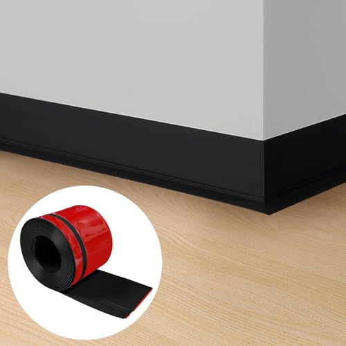 Weichsockelleiste Selbstklebend,20x60mm x 5m Sockelleiste Selbstklebend für Küche und Badezimmer, Weich Sockelleiste Selbstklebende Abschlussleiste aus PVC, Flexible Knickleiste fußleisten - Schwarz