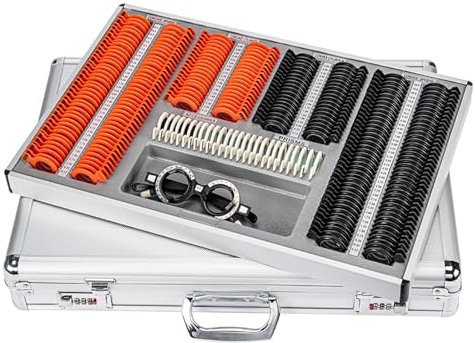 Optometry Optician Test Lens Kit 266 pcs Plastic Rim Aluminium Case with Trial Frame - Glasses Testing and Fitting for Professionals