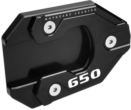 MotHeart Soporte lateral base de aluminio para Vulcan S 650 (VN650) 2015-2024 Plato de apoyo de estabilidad para motocicleta Placa de pie de soporte lateral Pata de patada Refuerzo Accesorio (Negro)