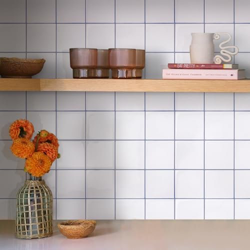 COMSTICKC Più Spessa Piastrelle Adesive Cucina Bagno Bianco, 10 Pezzi 30,5 x 30,5 cm, Adesivi per Piastrelle Bagno, Murali 3D Autoadesivo Cucina Decorativi, Impermeabili, Spessore 2,5 mm