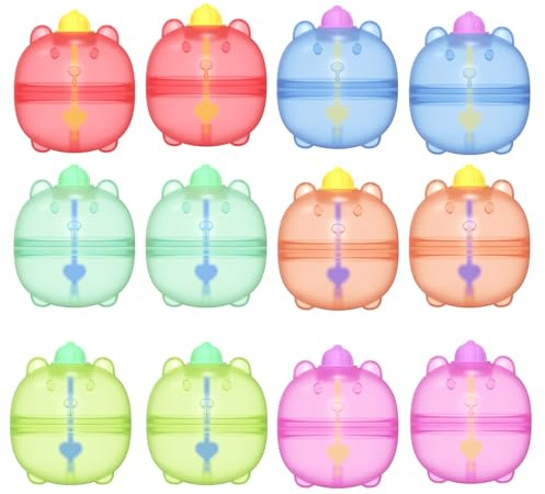 Onlvmyur 12 Stück Wasserbomben Wiederverwendbar Kinder Erwachsene Wasserbomben Selbstschließend Silikon Wasserballons Wasserspielzeug für Familienspiel Strand Poolparty
