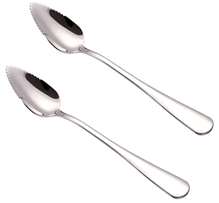 Lot de 2 cuillères à pamplemousse dentelées en acier inoxydable pour agrumes, salades et desserts