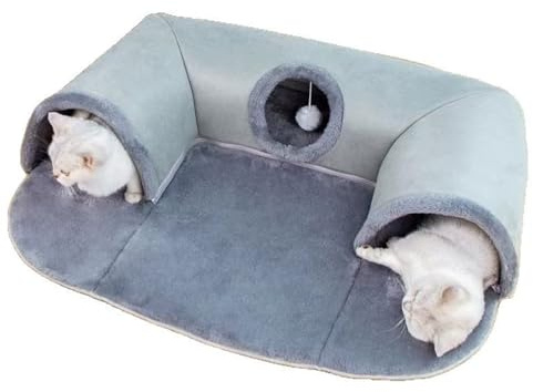 Tunnel per Gatti a Forma di U, Letto per Gatti con Tubo Giocattolo - Nascondiglio Lavabile e Staccabile, Gioco Interattivo e Letto Combinati per Gatti da Interno (taglia grande)