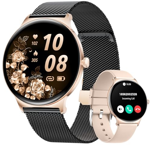 BENYAR SMART 2026 Smartwatch Damen mit Telefonfunktion, 1,43 AMOLED Display Smart Watch, IP68 Wasserdicht 120+ Sportmodi Fitnessuhr, SpO2/Herzfrequenz/Schlafmonitor für Andriod iOS