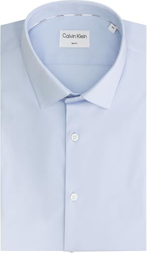 Calvin Klein Camisas de Vestir Delgadas ESNTL Poplin Nos STR SLD para Hombre, Azul (Calm Blue), L