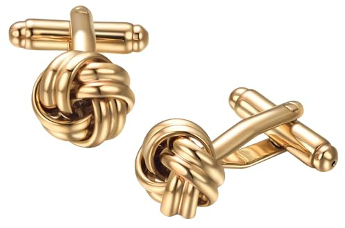RunootPR Manschettenknöpfe Knoten Silber Gold Schwarz Manchettenknoepfe Herren Hochzeit Geschäft Schmuck