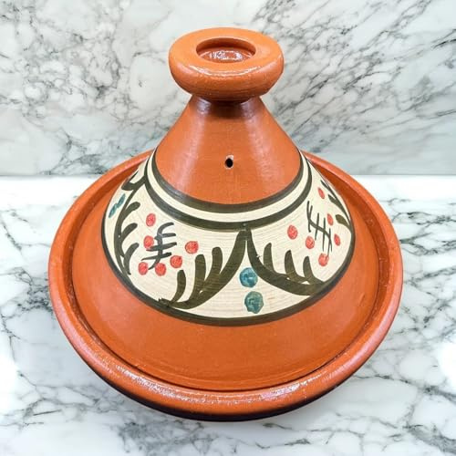 Tajine XL 35 cm Terracotta Hand Painted - Traditional Moroccan/Tunisian Pot + Free Ebook 3107251032