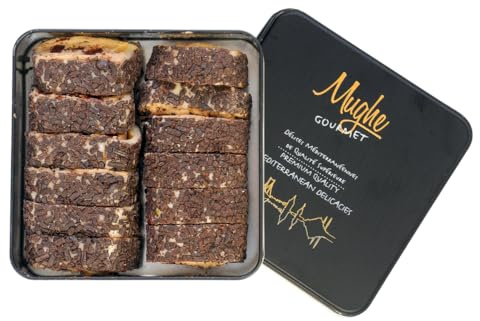 Mughe Gourmet Lokum Delizia Turca alla Crema di Biscotto Sandwich al Cacao – 350g, Scatola Regalo in Latta