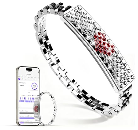 Govllfoz Pulsera inteligente de diamantes para mujer, rastreador de fitness y sueño con monitoreo de frecuencia cardíaca, múltiples modos deportivos, control de gestos con la mano, elegante regalo de