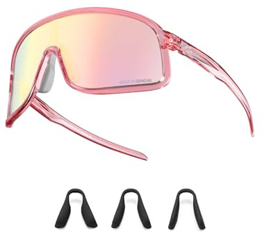 ROCKBROS Selbsttönend Fahrradbrille, Photochrome UV400 Sonnenbrille Sportbrille, Ultraleichter TR90 Rahmen Laufbrille, Austauschbare Nasenpads Cycling Glasses für Damen Radfahren MTB Laufen