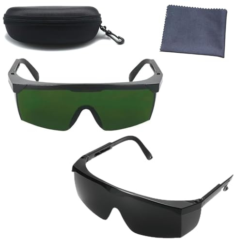 MmotZsb 2 Stück IPL Brille, Laserschutzbrille für Laser Haarentfernung und Rotlichttherapie, 190nm - 2000nm Schutzbereich, ipl schutzbrille mit Brillenkasten und Brillentuch