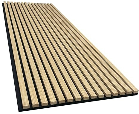 Akustikpaneele 2700x600 mm Schallabsorber Wandpanel, Akustikplatte 2 Stück | Für großflächige Wandverkleidung und bessere Raumakustik, 2700x600 mm, Helle Eiche, 2 Stück, Holzfurnier