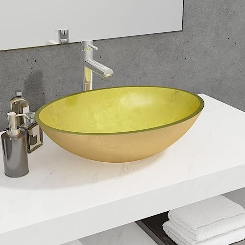 Lumanois Lavandino in Vetro 50x37x14 cm Oro, Articoli di ferramenta,Prodotti idraulici,Articoli idraulici,Lavandini,Lavandini bagno, 6.84kg-345261