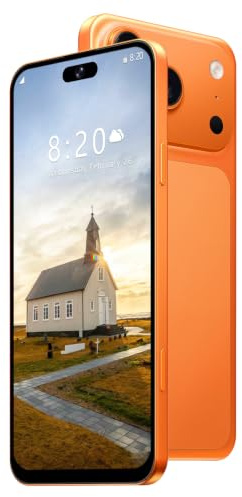 QrZrQ 4G Smartphone Android 12.0 débloqué, Téléphone Portable 4G Double SIM, Écran HD+ 6,6, Batterie 5000mAh, Octa Core, Face ID, 4Go+32Go, Caméra 16MP+13MP, OTG (Orange)