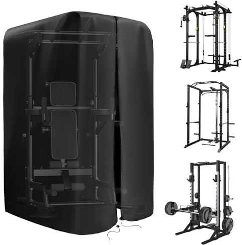 Squat Rack Cover, 420D Oxford Gym Rack Cover with Waterproof Zipper | Protective Cover for Weight Lifting Rack/Squat Rack/Home Gym Workout Equipment, Outdoor or Indoor - 68 W x 82.5 H x 64 L
