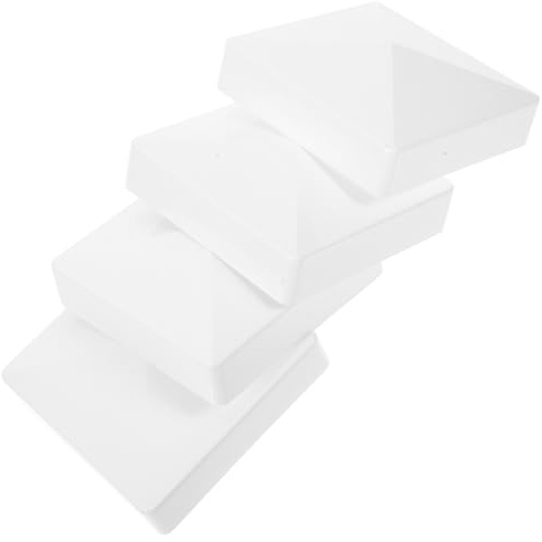 Capuchon de Poteau de Clôture en Abs Blanc 4 Pièces, Plat | Style Élégant, Usage Extérieur, pour Poteaux de Clôture Boîte aux Lettres