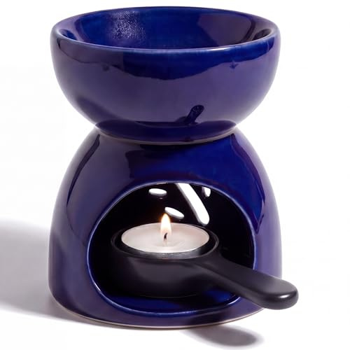 Duftlampe für ätherische Öle Keramik – Duftlampe Teelicht mit herausnehmbarem Teelichthalter - Stövchen für Duftöle - dekorative Öllampe für Aroma, Wellness & Zuhause