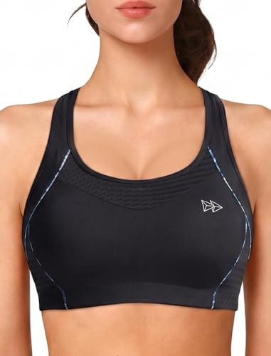 Yvette Sport BH Starker Halt Mesh Ringerrücken,Schwarz,XL