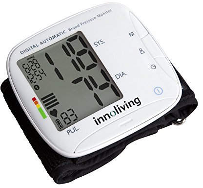 Innoliving INN-015 Misuratore di Pressione da Polso, Range Ampio 50-250mmHg, Memorie 120 Letture X 2 Utenti, Data e Ora, Batterie Incluse