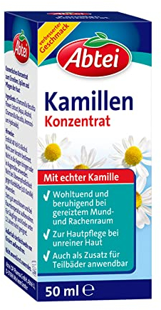 Abtei Kamillen Konzentrat - mit echter Kamille - vielseitig anwendbar - für Haut-, Haar- und Mundpflege, für Umschläge oder als Badezusatz - vegan - 1 x 50 ml