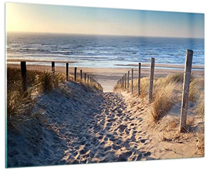 Bilder auf Glas 100x70cm Glasbild Meer Strand Düne Groß Wanddeko Bild im Glas Schlafzimmer Küche Deko Wandbilder Dekoration Wohnzimmer Modern Wall Decor Glasdruck Wand Kunstdruck Art GAA100x70-3612