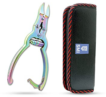 SMI 15,5 cm Nagelzange mit doppelter Übersetzung – fussnagelzange für eingewachsene und dicke Nägel, Fuß nagelschere & fußnagelknipser für zehennägel, Edelstahl mit Etui