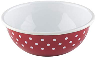 Riess, 0304-077, Küchenschüssel Ø 16cm, PÜNKTCHEN ROT, Vol. (rec.): 0,6 Liter, Made in Österreich, LBH: 16,5x16,5x6,1cm, 0,229kg, Bleifrei, Farbecht, Fleckenresistent, Kratzfest, Ungiftig