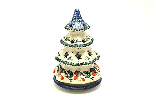 Polish Pottery Christmas Tree Luminarz - Medium (7) - Red Robin