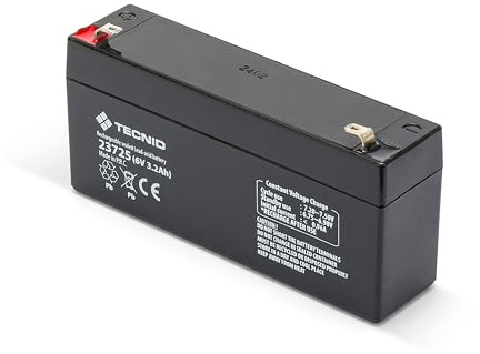 Tecnid by Velamp Batteria al Piombo Ermetica Ricaricabile 6V 3.2Ah - Attacchi Faston F1 - Ideale per Sistemi di Backup, Allarme, Videosorveglianza, Antincendio, Domotica e UPS